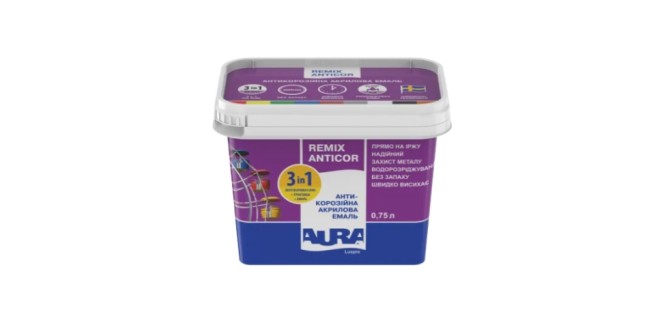 Емаль антикорозійна акрилова Aura Luxpro Remix Anticor, 0,75 л, темно-сірий Емаль антикорозійна акрилова Aura Luxpro Remix Anticor, 0,75 л, темно-сірий