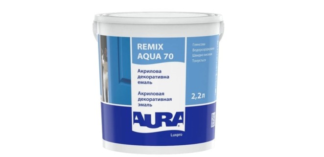 Акрилова емаль Aura Luxpro Remix Aqua глянсова 2.2 л Акрилова емаль Aura Luxpro Remix Aqua глянсова 2.2 л