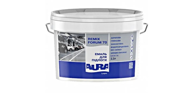 Емаль для підлоги Aura Luxpro Remix Forum 70, 2,2 л, білий, TR Емаль для підлоги Aura Luxpro Remix Forum 70, 2,2 л, білий, TR