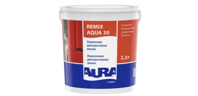 Акрилова емаль Aura Luxpro Remix Aqua 30 напівматова 2.2 л Акрилова емаль Aura Luxpro Remix Aqua 30 напівматова 2.2 л