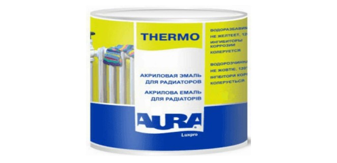 Емаль акрилова для радіаторів Aura Luxpro Thermo, 0,45 л, білий, глянсовий Емаль акрилова для радіаторів Aura Luxpro Thermo, 0,45 л, білий, глянсовий