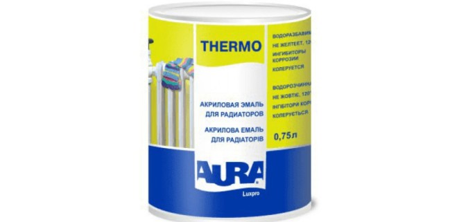 Емаль акрилова для радіаторів Aura Luxpro Thermo, 0,75 л, білий, глянсовий Емаль акрилова для радіаторів Aura Luxpro Thermo, 0,75 л, білий, глянсовий