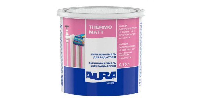 Емаль акрилова для радіаторів Aura Luxpro Thermo, 0,75 л, білий, матовий Емаль акрилова для радіаторів Aura Luxpro Thermo, 0,75 л, білий, матовий