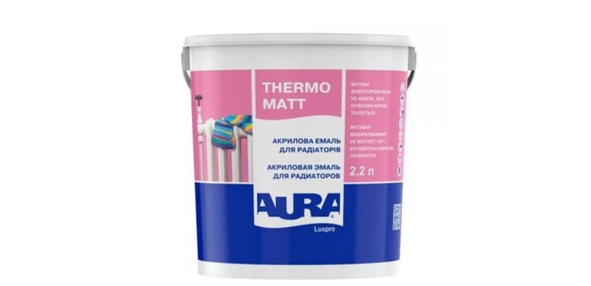 Емаль акрилова для радіаторів Aura Luxpro Thermo, 2,2 л, білий, матовий Емаль акрилова для радіаторів Aura Luxpro Thermo, 2,2 л, білий, матовий