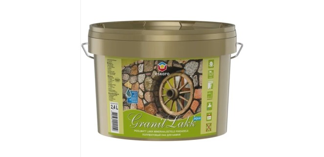 Лак декоративний для каменю Eskaro Granit Lakk Aqua, 2,37 л, безбарвний, напівматовий Лак декоративний для каменю Eskaro Granit Lakk Aqua, 2,37 л, безбарвний, напівматовий