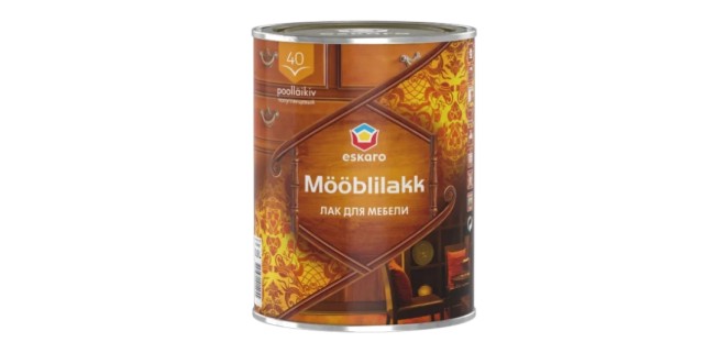 Лак водорозчинний акриловий Eskaro Mooblilakk 40, 0,9 л, безбарвний Лак водорозчинний акриловий Eskaro Mooblilakk 40, 0,9 л, безбарвний