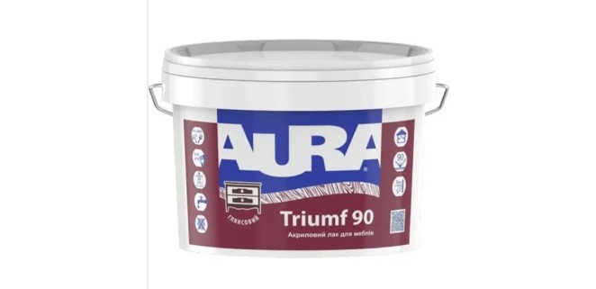 Лак акриловий для меблів Aura Triumf 90, 0,75 л, безбарвний, глянсовий