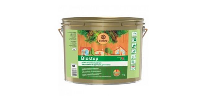 Грунтовка біозахисна для деревини Eskaro BIOSTOP, 9 л, безбарвний