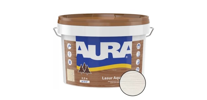 Лазур для дерева Aura Lasur Aqua біла 2,5 л Лазур для дерева Aura Lasur Aqua біла 2,5 л