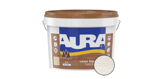 Лазур для дерева Aura Lasur Aqua біла 9 л