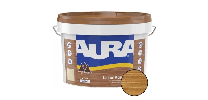 Лазур для дерева Aura Lasur Aqua дуб 2,5 л