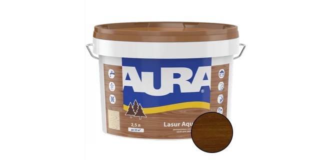 Лазур для дерева Aura Lasur Aqua горіх 2,5 л