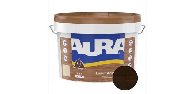 Лазур для дерева Aura Lasur Aqua палісандр 2,5 л