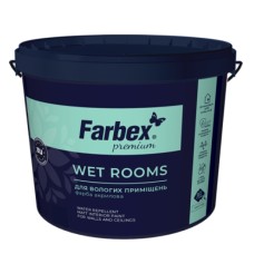 Фарба для вологих приміщень водно-дисперсійна акрилова Farbex Wet Rooms, 7 кг Фарба для вологих приміщень водно-дисперсійна акрилова Farbex Wet Rooms, 7 кг
