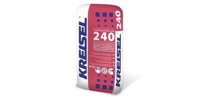 Клей для приклеювання і армування плит з мінеральної вати Kreisel 240, 25 кг