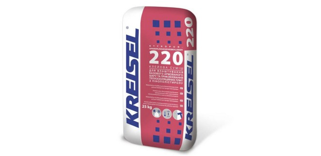 Клей для приклеювання і армування пінополістиролу Kreisel 220, 25 кг