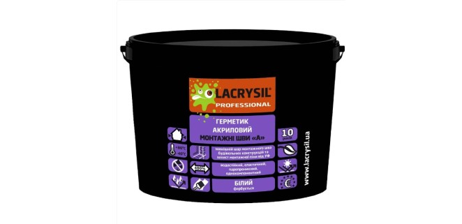 Герметик акриловий Lacrysil МОНТАЖНІ ШВИ «А», 7 кг