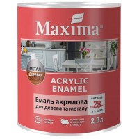 Емаль акрилова для дерева і металу Maxima 2,3 л білий глянець Емаль акрилова для дерева і металу Maxima 2,3 л білий глянець