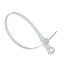 Стяжка кабельна нейлонова з кільцем біла CHS-200MT 4,3х220 мм, 100 шт