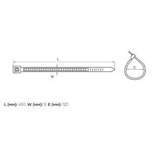 Стяжка кабельна нейлонова чорна 9х450 мм, 100 шт