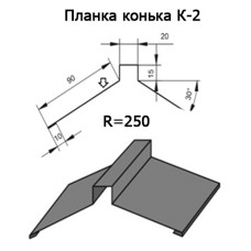 Планка конька К-2 R 250 длина 2м ЦИНК 