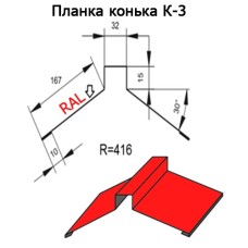 Планка конька К-3 R 416 длина 2м ПОЛИЭСТЕР