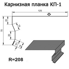 Карнизная планка КП-1 R 208 длина 2м ЦИНК 