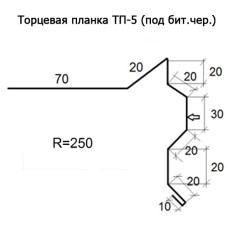 Торцевая планка ТП-5 R 250 (под бит.чер.) длина 2м ЦИНК