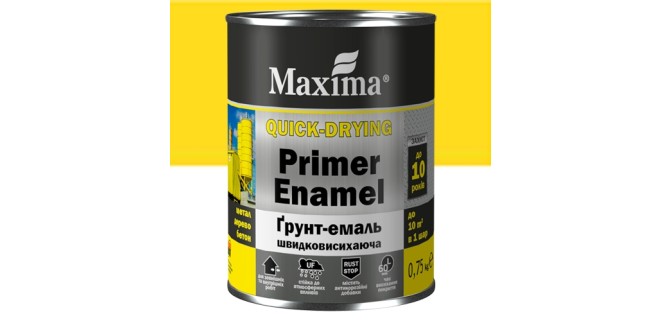 Грунт-эмаль быстросохнущая Maxima 0,75 кг желтая