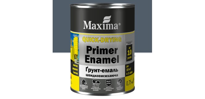 Грунт-эмаль быстросохнущая Maxima 0,75 кг серая