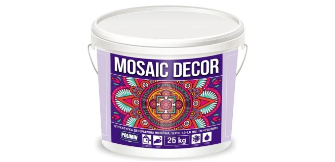 Штукатурка декоративна MOSAIC DECOR зерно 1,0-1,6 мм Полімін, 25 кг Штукатурка декоративна MOSAIC DECOR зерно 1,0-1,6 мм Полімін, 25 кг