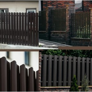 Металевий штахетник напівкруглий двосторонній з матовим покриттям Ral 8019 (темний шоколад), 0,45 мм