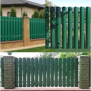 Металевий штахетник напівкруглий двосторонній з глянцевим покриттям Ral 6005 (зелений мох), 0,45 мм Металевий штахетник напівкруглий двосторонній з глянцевим покриттям Ral 6005 (зелений мох), 0,45 мм