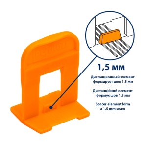 Кліпса системи вирівнювання плитки 1,5 мм Plitkom, 500 шт Кліпса системи вирівнювання плитки 1,5 мм Plitkom, 500 шт