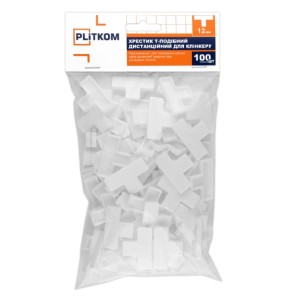 Хрестик Т-подібний дистанційний для клінкеру 12 мм Plitkom, 100 шт