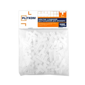 Хрестик Т-подібний дистанційний для клінкеру 6 мм Plitkom, 100 шт