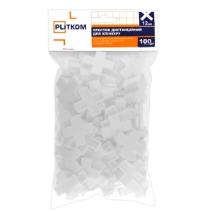 Хрестик дистанційний для клінкеру 12 мм Plitkom, 100 шт Хрестик дистанційний для клінкеру 12 мм Plitkom, 100 шт
