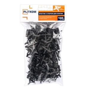 Хрестик з упором для плитки 3 мм Plitkom, 100 шт