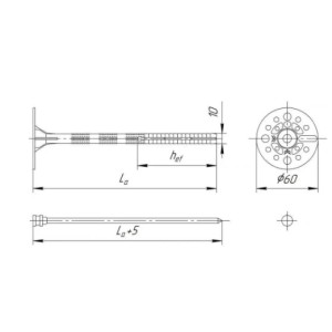 Дюбель фасадний для теплоізоляції з металевим стержнем та термоголовкою AMEX LDK/TZ EasyFix 10х420